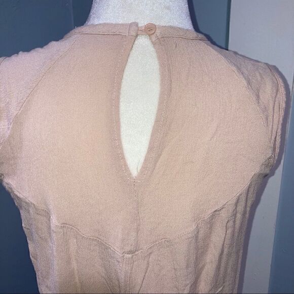 Elodie, Beige Bohemian Lightweight Tank, Boho Ribbon Accent, Rayon Juniors Large - Picture 5 of 10